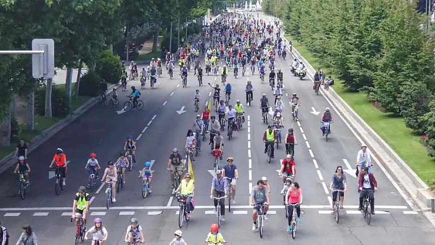 Manifestación por un carril bici en la Castellana (foto: Carril Bici Castellana: @CB_Castellana).