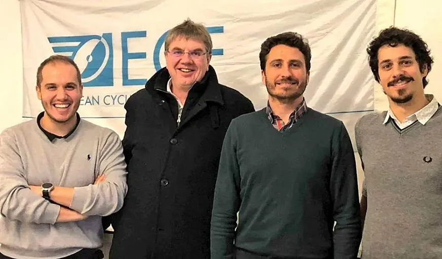 De izda a dca: Jesús Freire (Business Development Officer de la European Cyclists’ Federation), Bernhard Ensink (Secretario General de la ECF), Nacho Tomás (Secretario de la RCxB) y Niccolò Panozzo (Manager de Cities and Regions for Cyclists global network).