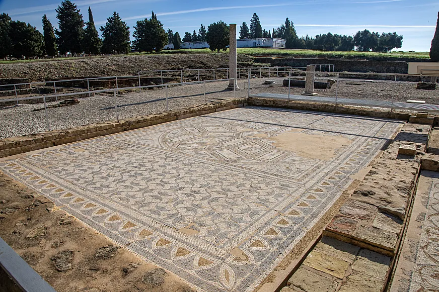 Mosaico romano en Santiponce, Sevilla.