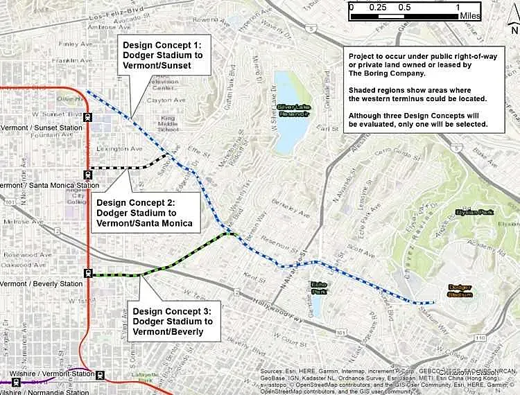 Algunos de los posibles trazados del túnel subterráneo de Elon Musk.